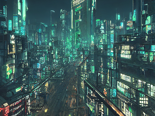 #AI创作实验室#霓虹灯、广告排，高楼建筑