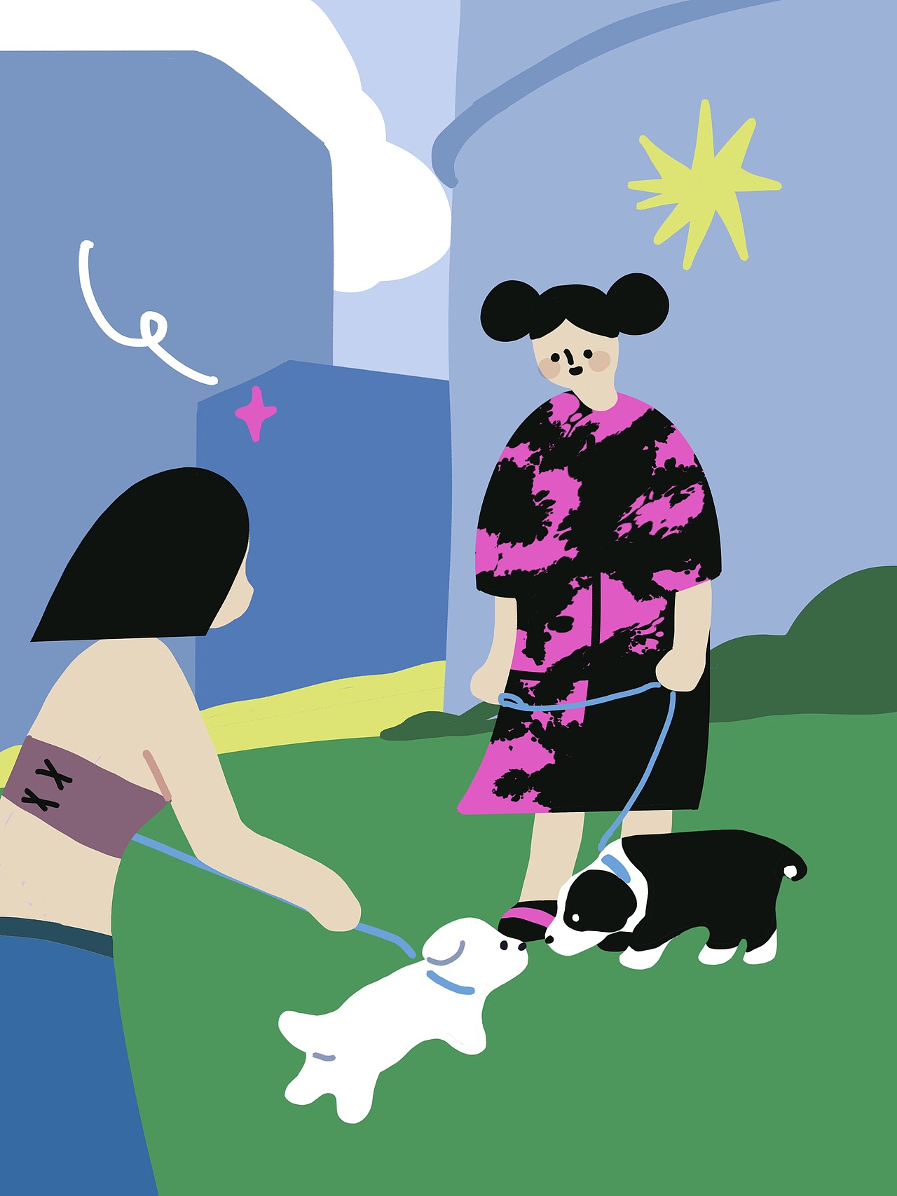 小狗夏天｜宠物友好日插画｜宠物品牌（图ZMzA4MDIxMjg4） - 商业插画 - 站酷设计师七分拿铁原创素材 - 站酷ZCOOL