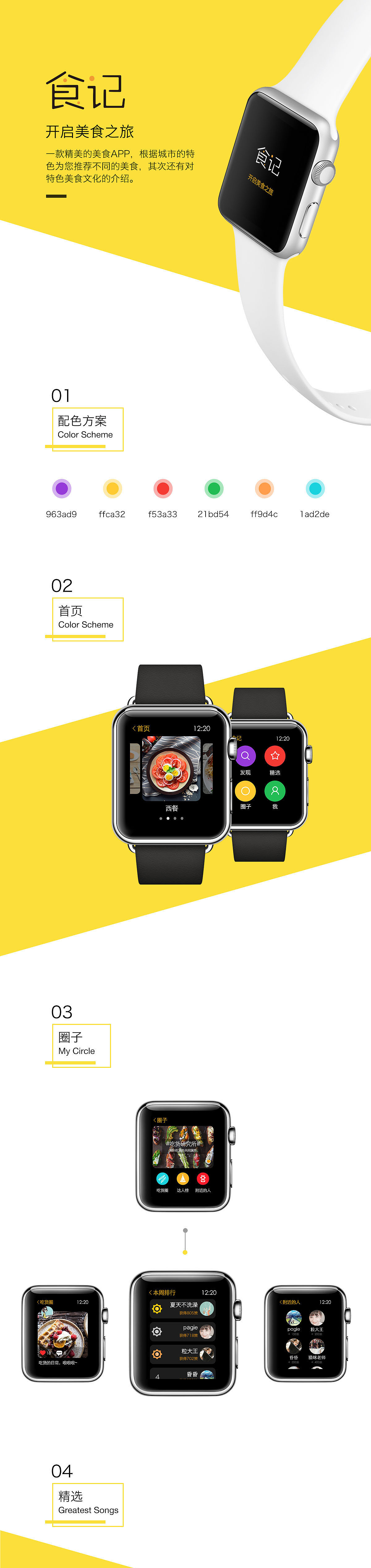 《食记》APP-iWatch界面展示（图ZNjMwMDI5NDA=） - APP界面 - 站酷设计师胖胖糕原创素材 - 站酷ZCOOL