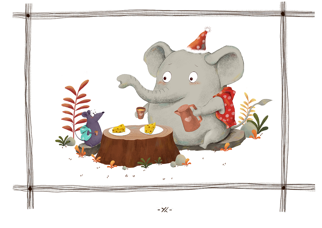 大象與小老鼠（圖ZMTYyNDQ1Mjky） - 兒童插畫 - 站酷設(shè)計(jì)師畫畫的小柒原創(chuàng)素材 - 站酷ZCOOL