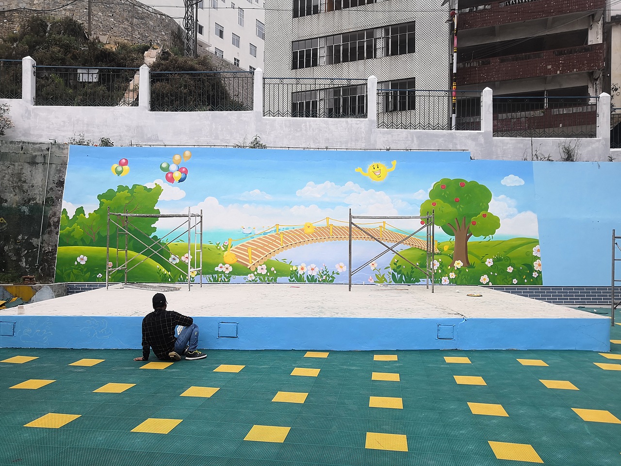 云南红河元阳县幼儿园墙体彩绘墙绘墙画云南锦泰彩绘