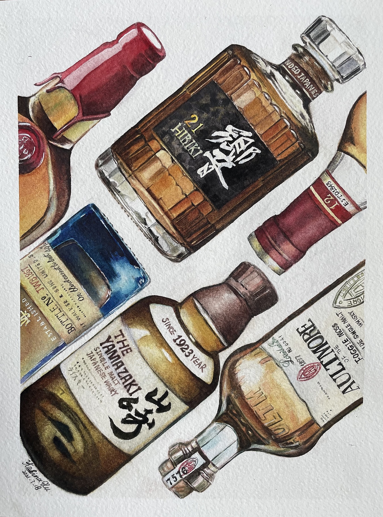 水彩插画习作—酒