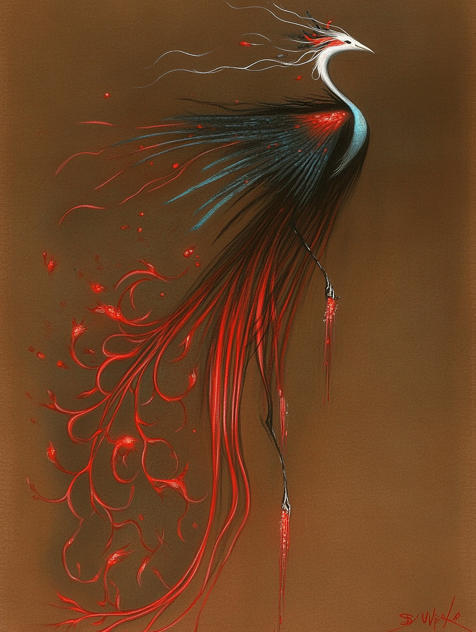 毕方的传说：神话中的神秘生物🌌✨（图ZMzc4NDczMzY0） - AI作品 - 站酷设计师快乐章章原创素材 - 站酷ZCOOL