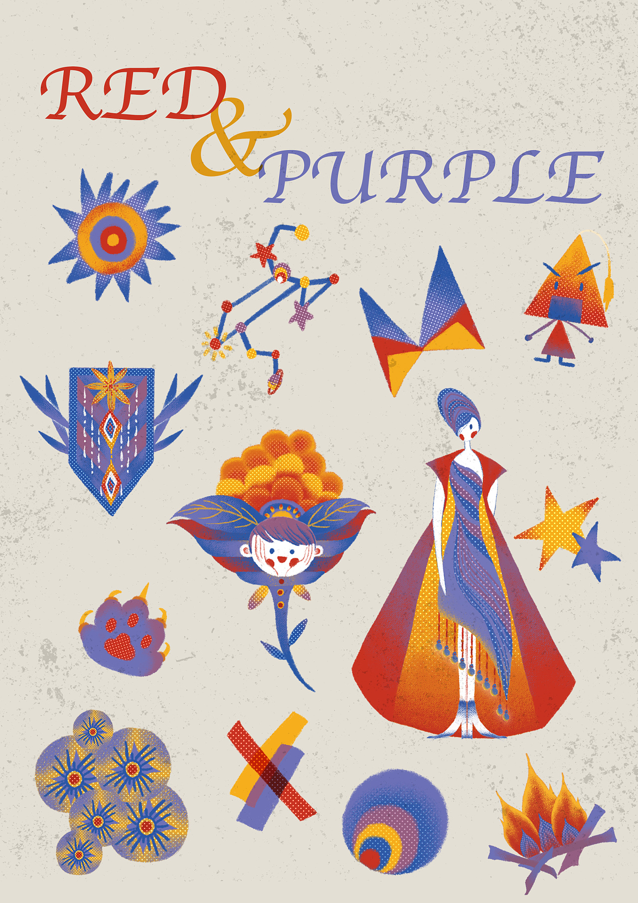 复古几何星座——leo{7/23~8/22}|插画|创作习作|玖命灵猫 - 原创作品