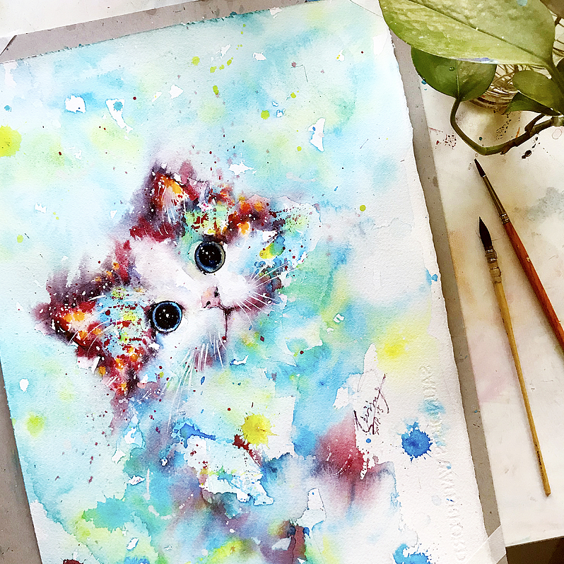 水彩下的貓青年（圖ZMTE0ODYxNDA4） - 商業(yè)插畫 - 站酷設(shè)計(jì)師lvireland原創(chuàng)素材 - 站酷ZCOOL