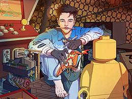 为我的球鞋定制工作室画一幅插画