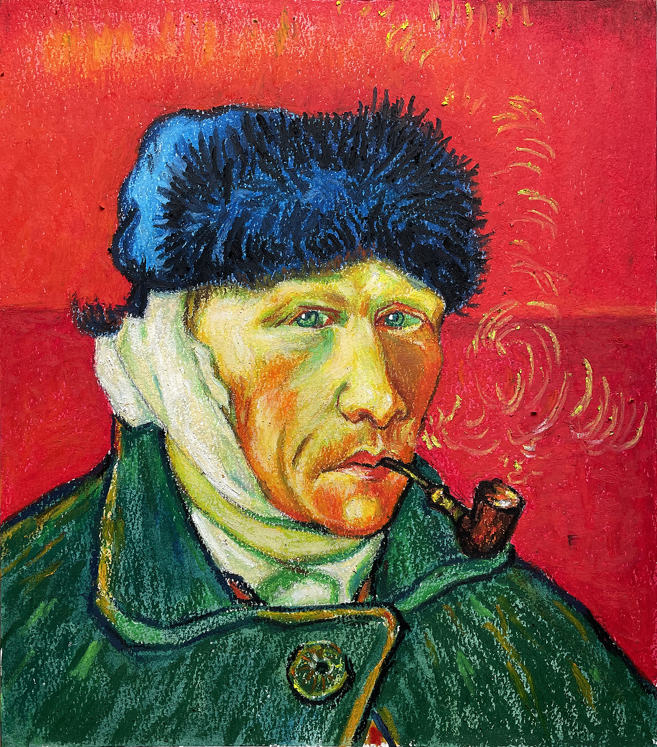 油画棒教程分享之梵高自画像（图ZMjM3NDI5ODQ4） - 绘画 - 站酷设计师慕渔艺术原创素材 - 站酷ZCOOL