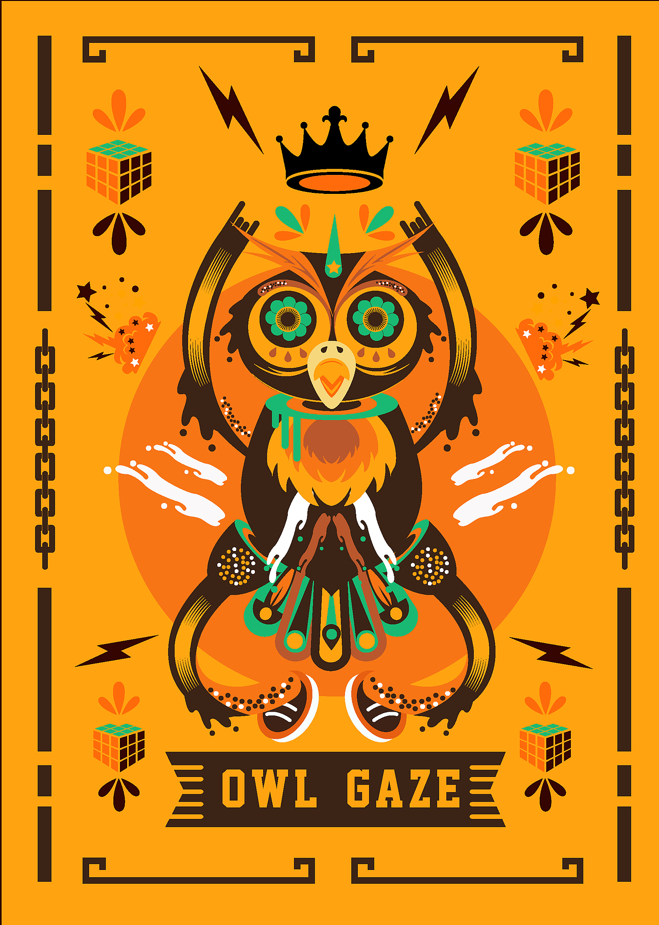 扁平化图腾风格商业插画