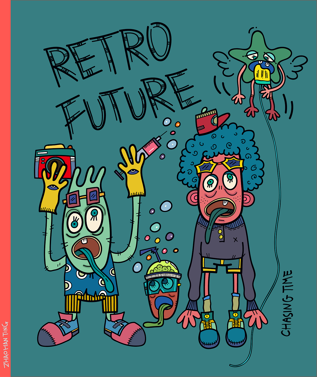 原创欧美风卡通人物形象涂鸦设计