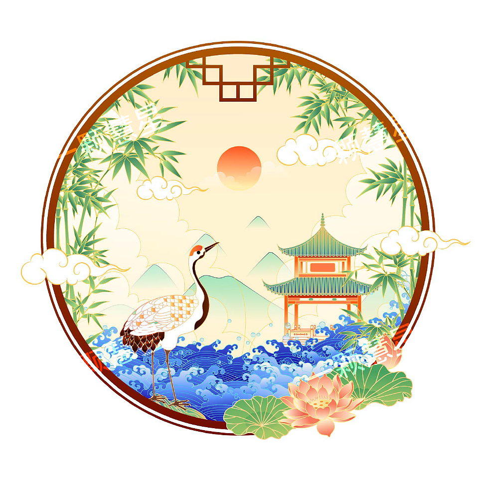 国风园林山水（图ZMjU2NTE0NDIw） - 商业插画 - 站酷设计师晚风在画画原创素材 - 站酷ZCOOL