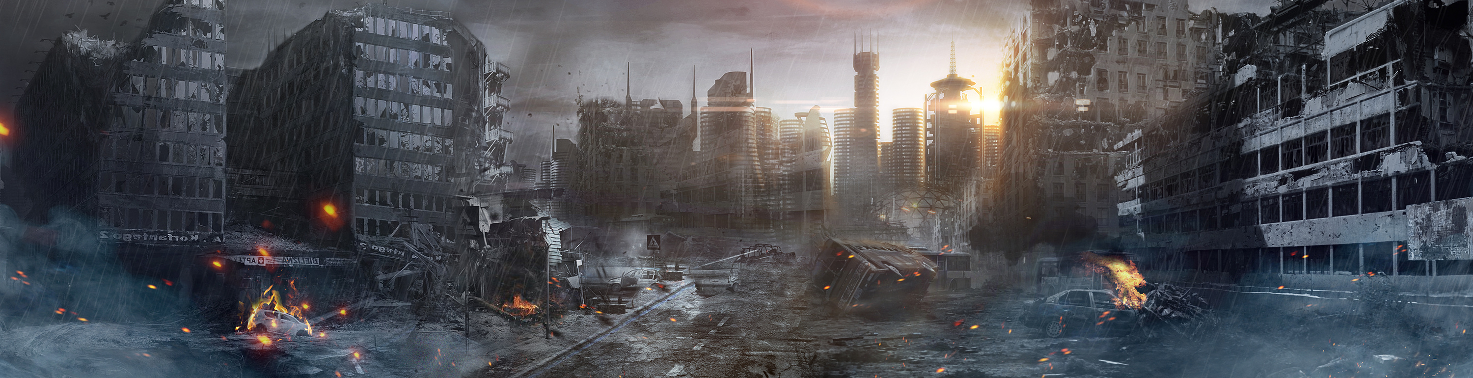 战争废墟海报合成教程