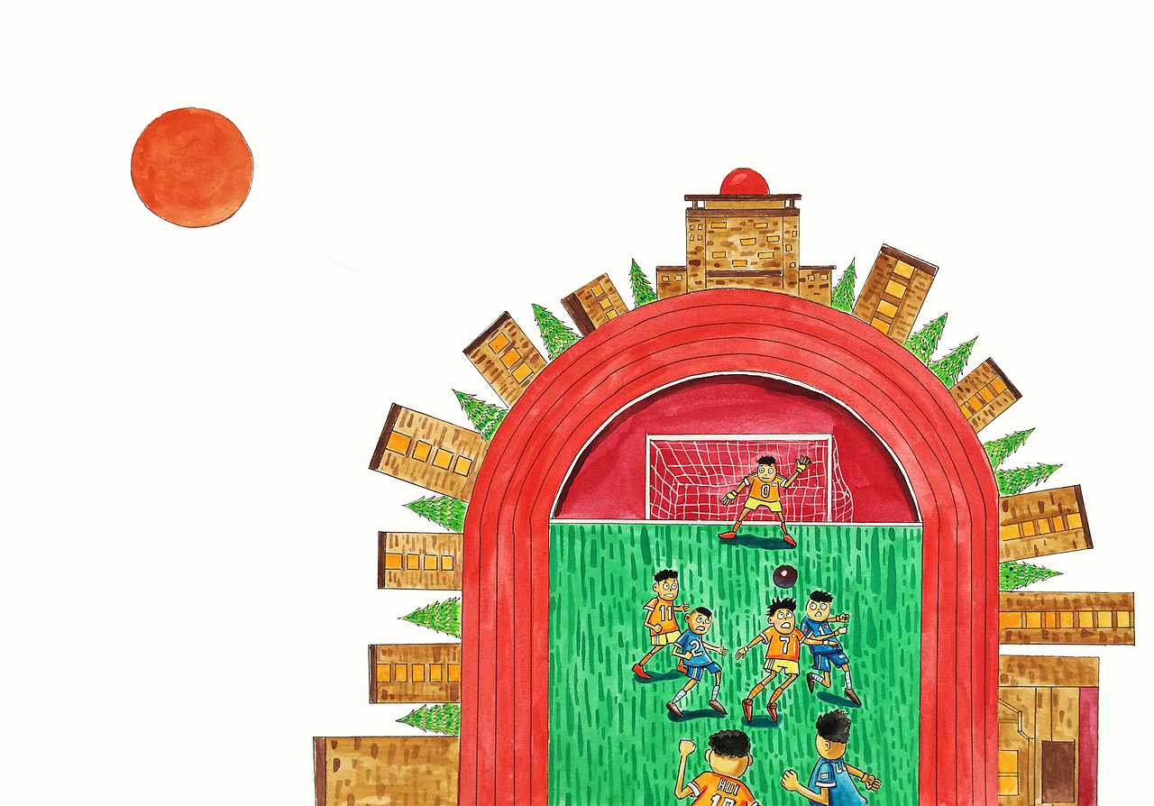 学校的操场，经常晚上跑步，但白天踢足球的最多，记得最多就是新疆学生经常踢，还有就是附近的消防队的经常踢，经常听到的就是吼！！