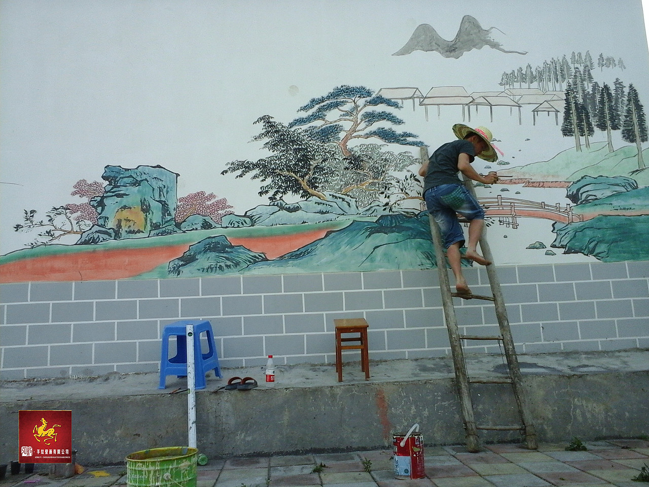 手绘壁画山水之《经典集萃》