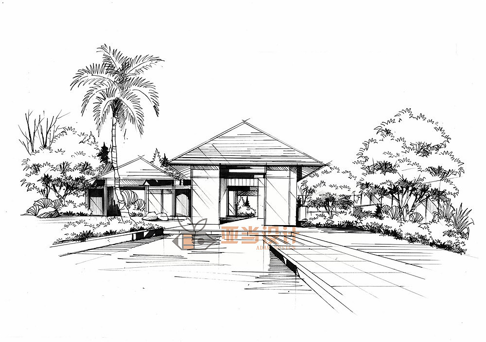 庭院景观设计手绘表现——江西师大艺术设计复试真题