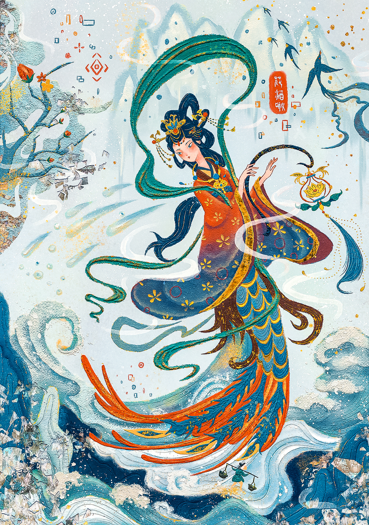 仿岩彩板绘（图ZMzcwNzgzNTE2） - 创作习作 - 站酷设计师花洒啾原创素材 - 站酷ZCOOL