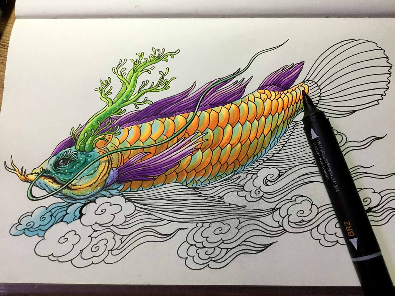 《龙鱼1号》手绘作品