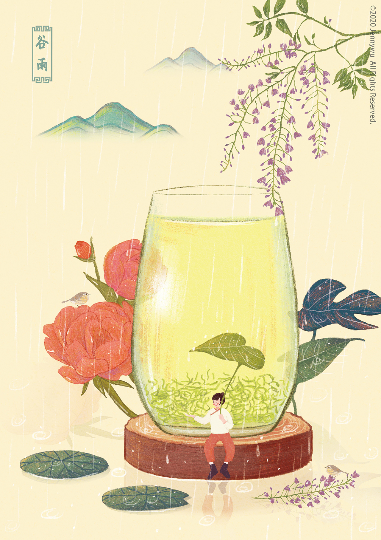 二十四节气插画 | 谷雨|插画|商业插画|珍妮吴jw - 原创作品 - 站酷 (
