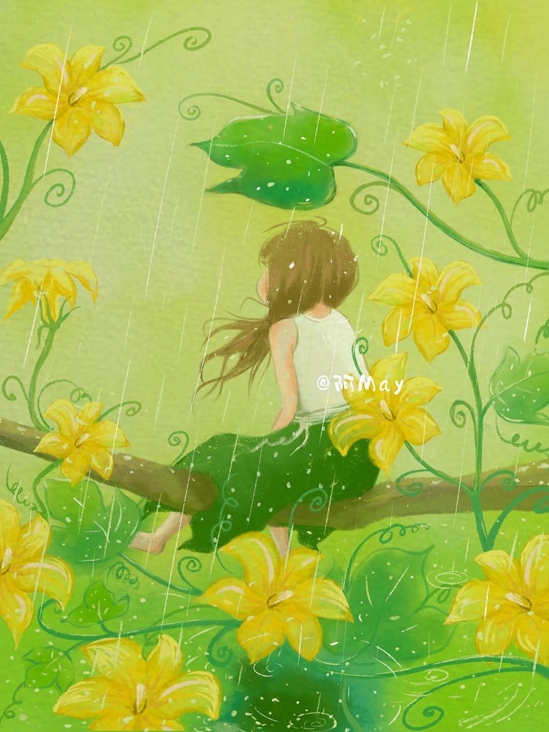 雨紛紛（圖ZMzY1ODEyNzIw） - 創(chuàng)作習作 - 站酷設計師阿May插畫原創(chuàng)素材 - 站酷ZCOOL