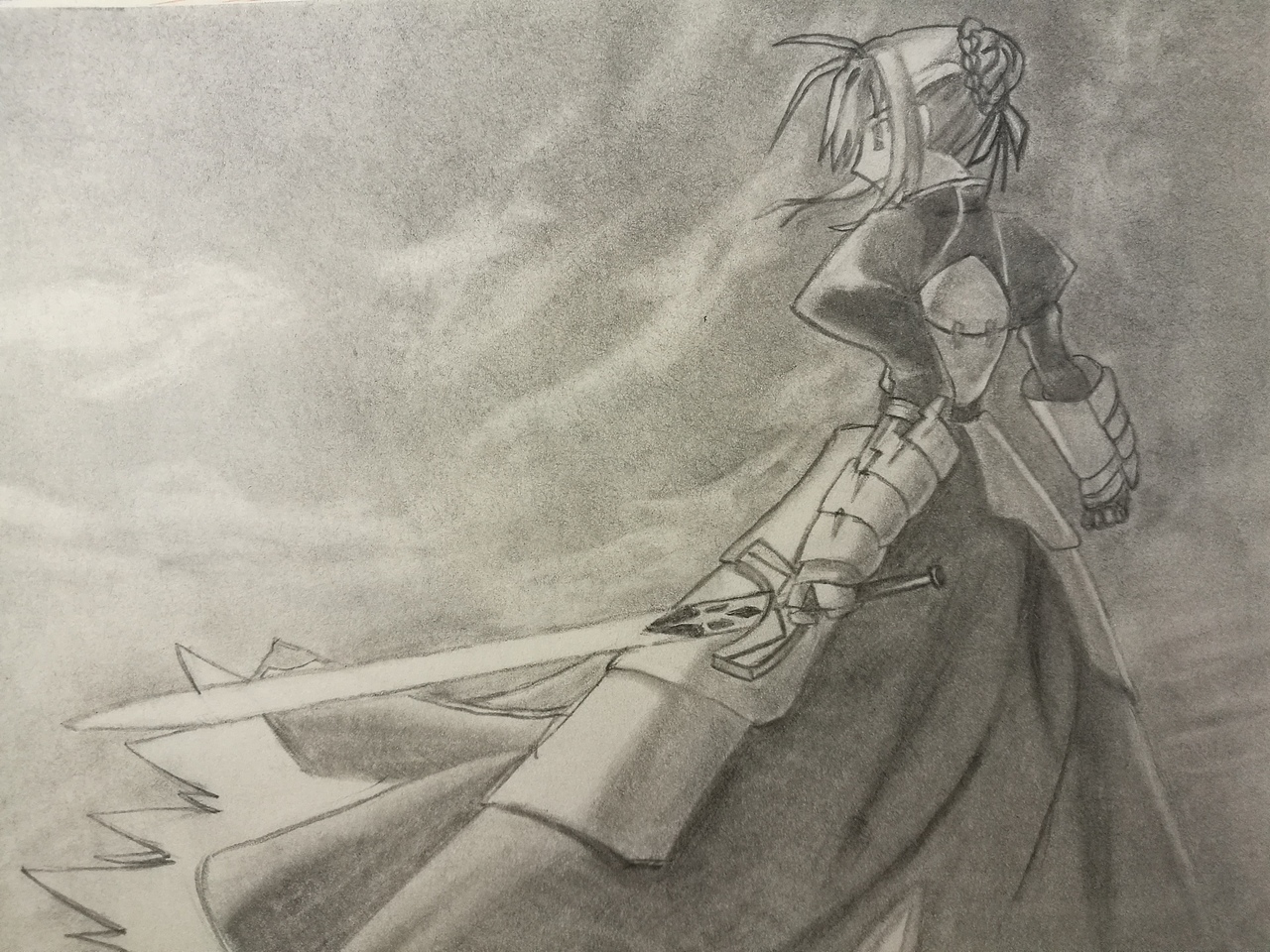 Fate/stay night呆毛王同人铅笔手绘