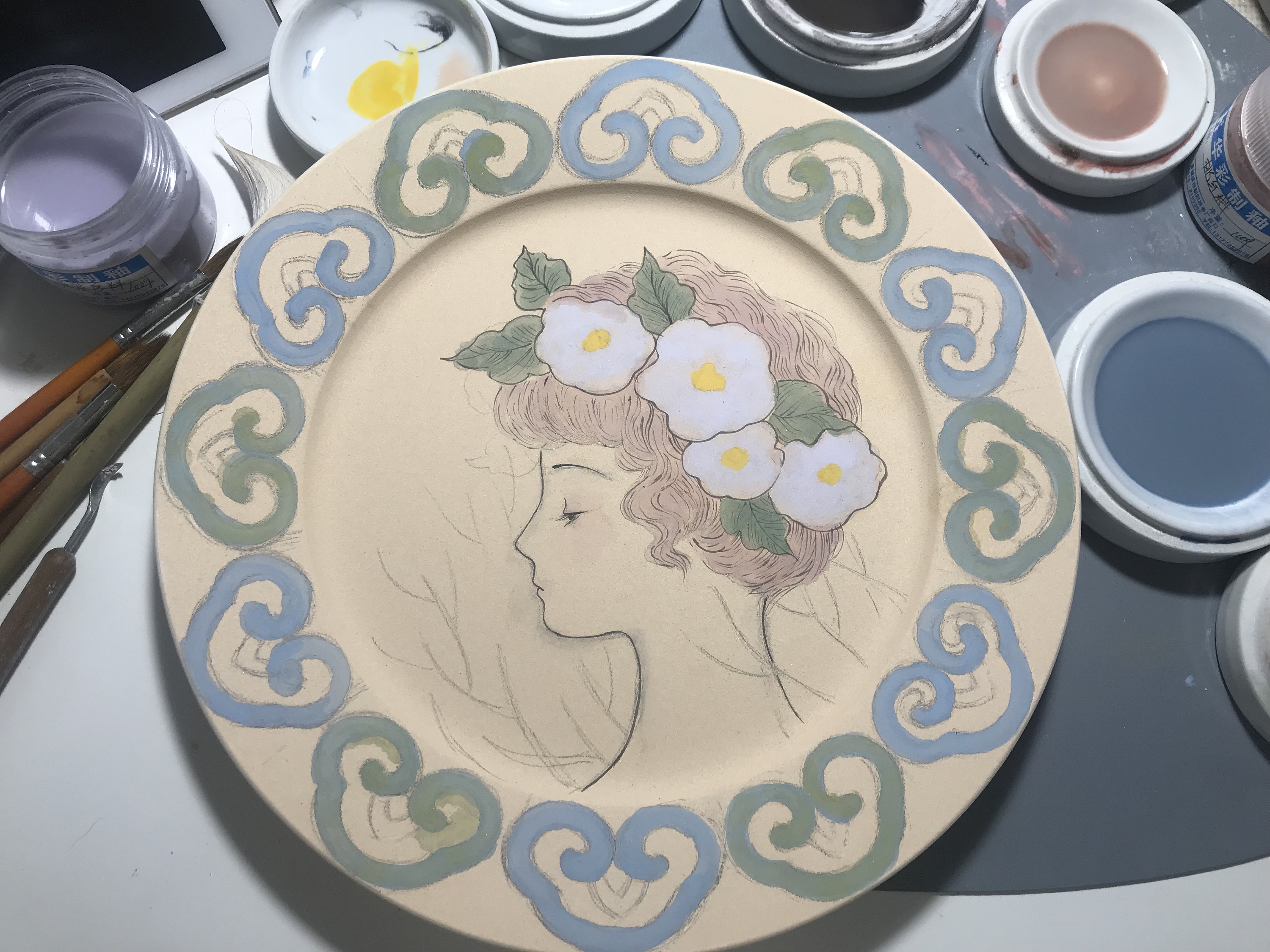 陶艺创作,釉下彩瓷的绘制过程|工业/产品|生活用品|末春 - 原创作品