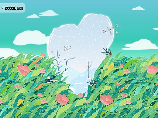 心相印-春暖花开（个人主页-ZNjQ2MTgxMTI=） - 商业插画 - 站酷设计师娜纳娜纳原创素材 - 站酷ZCOOL