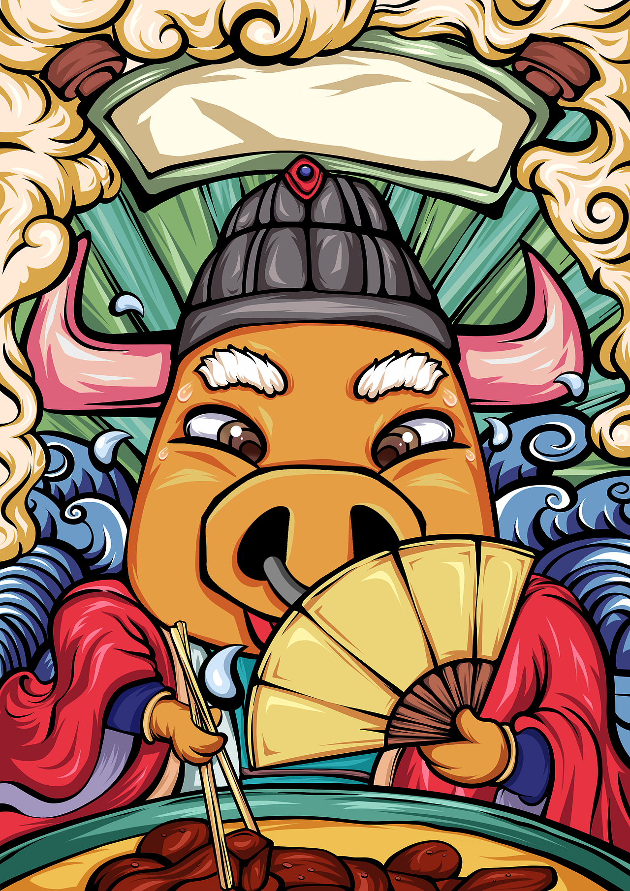 牛牛国潮风|插画|商业插画|秋桂子_原创作品-站酷zcool