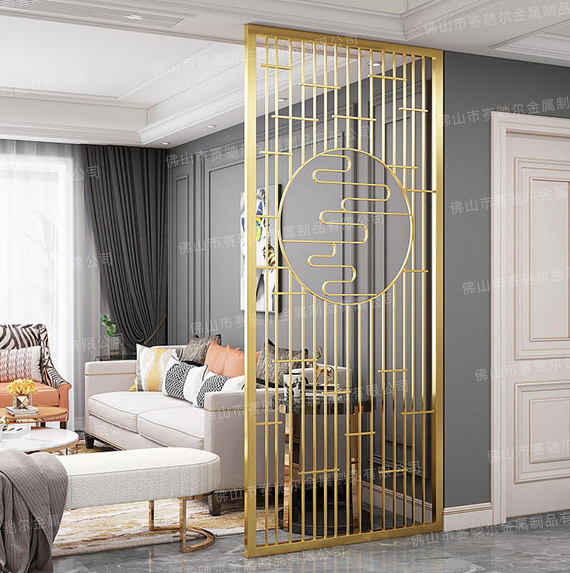 北欧屏风隔断轻奢创意入户不锈钢客厅玄关置物架小户型（图ZMjIwMjIzNjA0） - 家装设计 - 站酷设计师赛驰尔金属原创素材 - 站酷ZCOOL