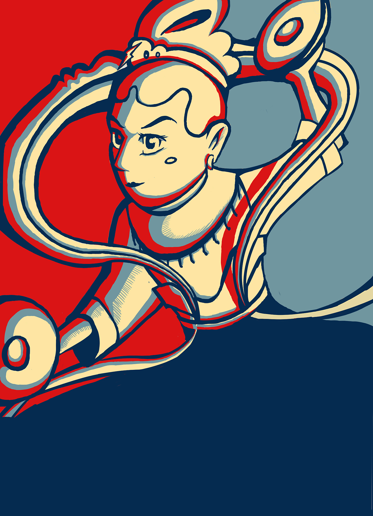 雷公电母吉祥物插画形式