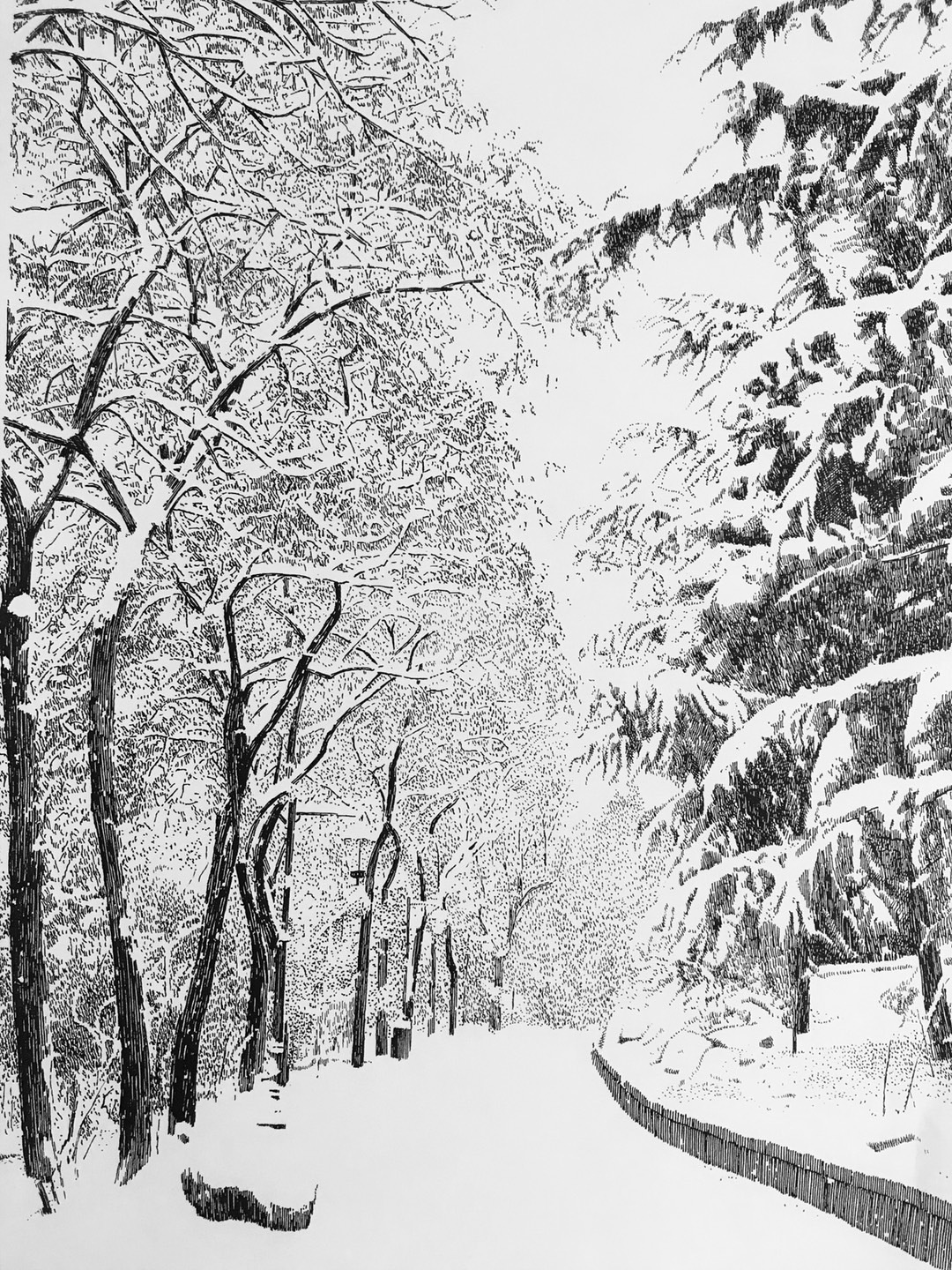 雪景素描图片大全简单图片
