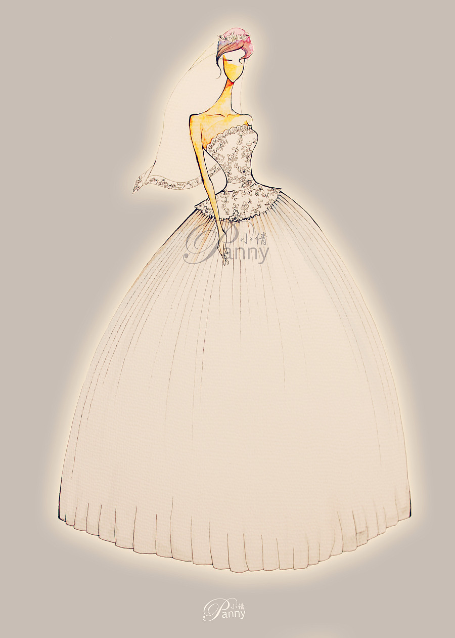 原创作品:手绘婚纱效果图