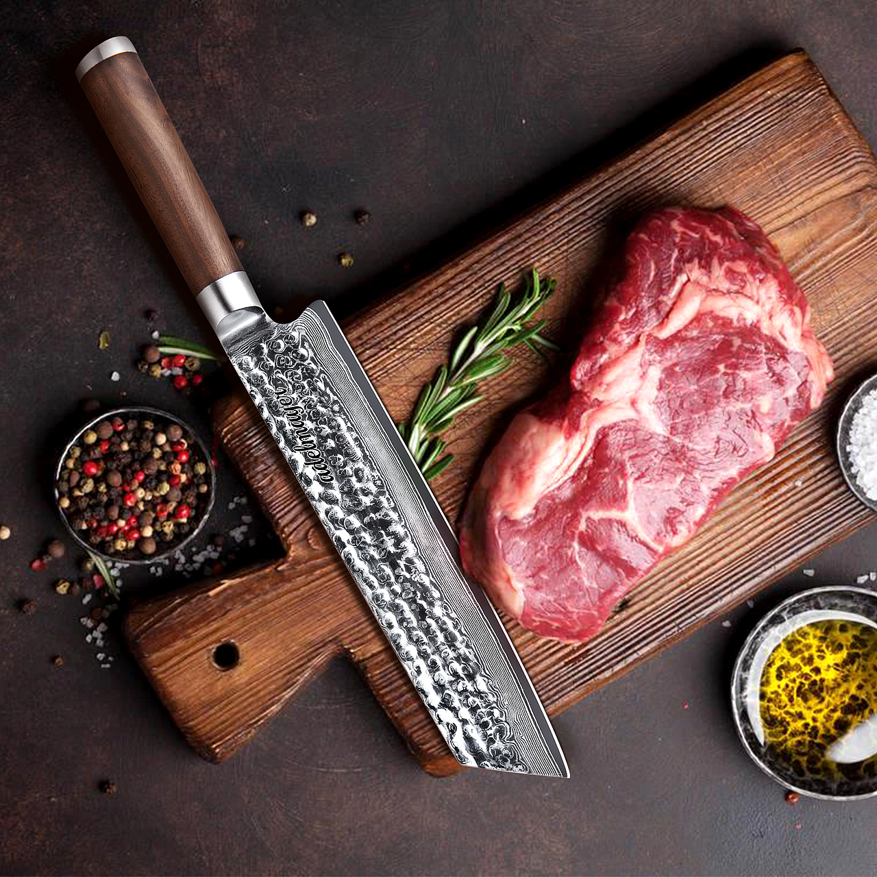 厨刀系列-大马士革-胡桃木手柄（图ZMjU3Njg0NDk2） - 电商 - 站酷设计师Ken_一迅原创素材 - 站酷ZCOOL