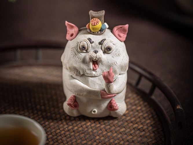 器十二 景德镇陶瓷捏雕 手工原创 十二生肖鼠 茶宠摆件