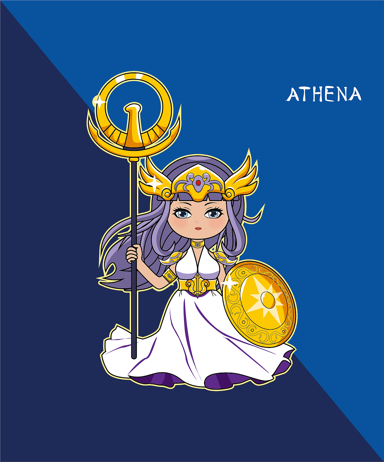 雅典娜商业插图印花图案卡通形象
