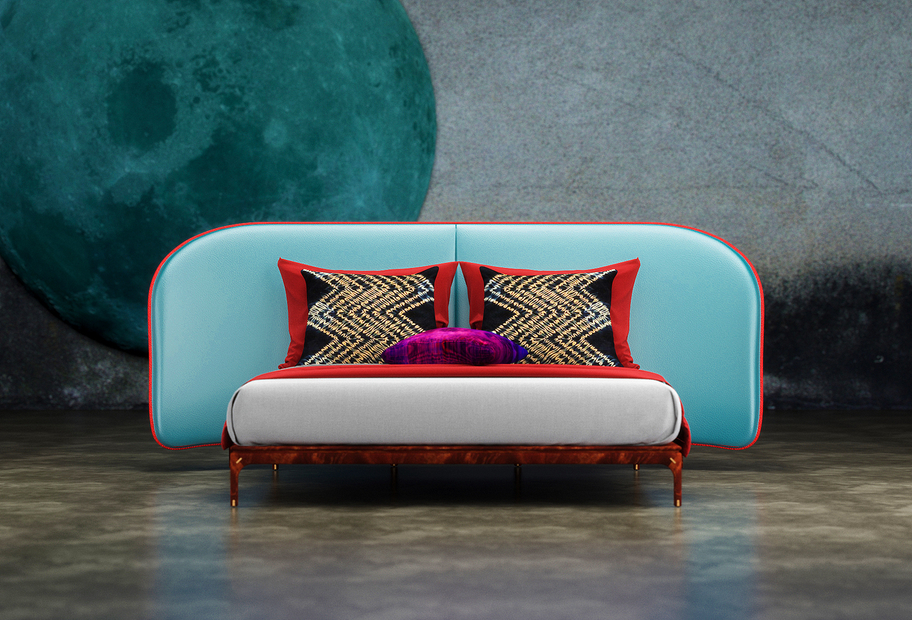 新中式家具品牌“谷㵹”产品设计-1.8米双人大床-春敉