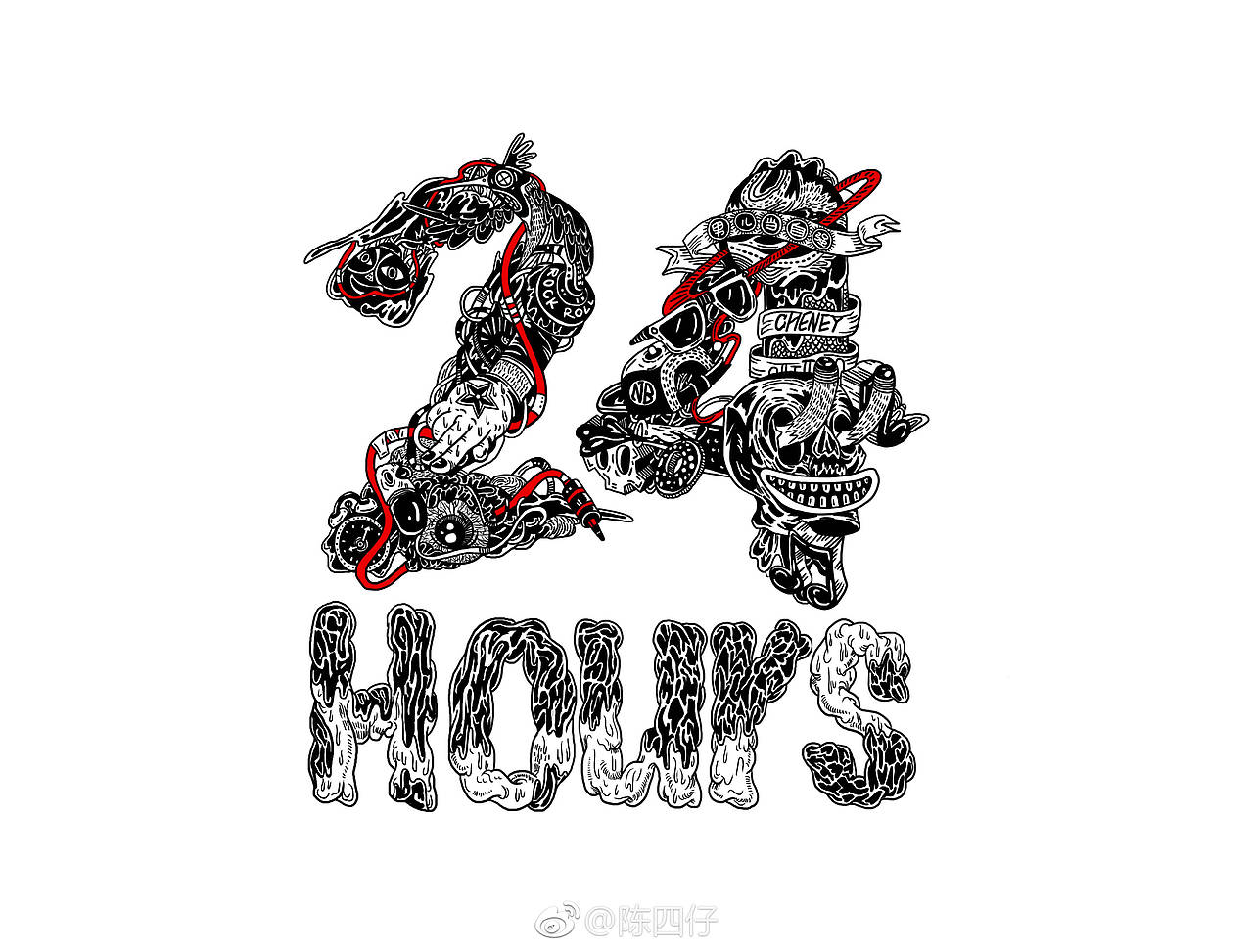 24小时（图ZMTkzMDkzMjA0） - 新锐潮流插画 - 站酷设计师陈四仔原创素材 - 站酷ZCOOL