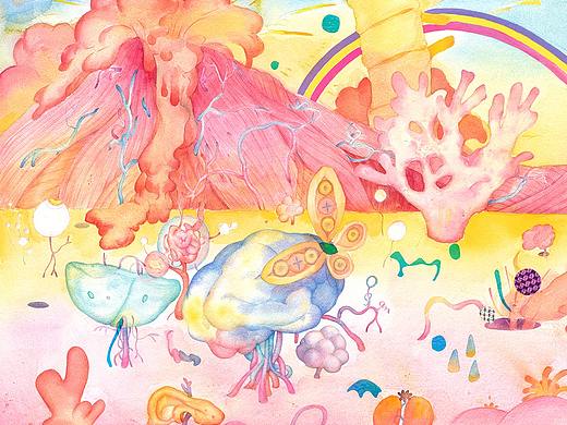 研究生毕业创作纸本水彩插画《BLOOMING》系列作品