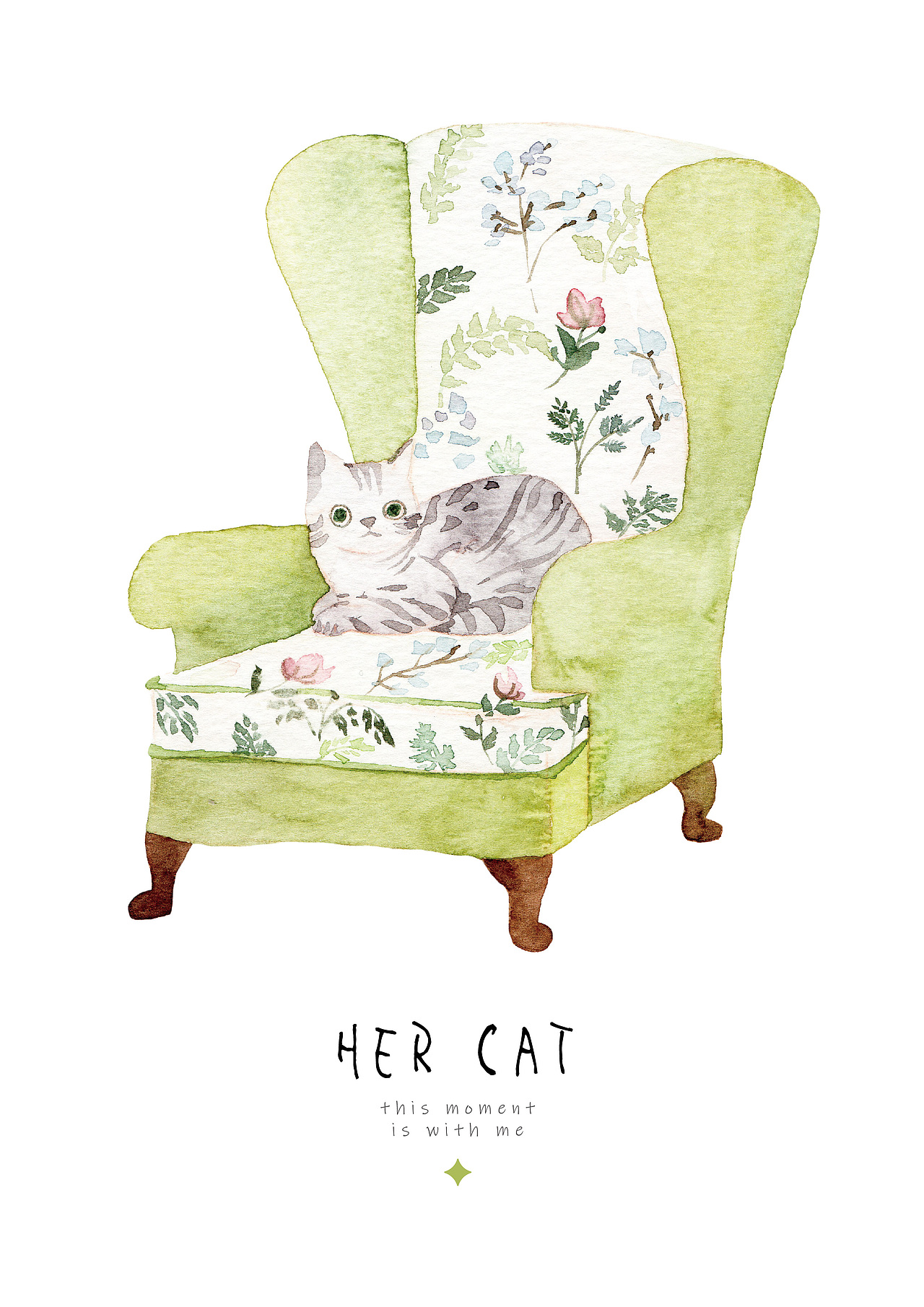 《她的猫》水彩插画（图ZMjExNTIzODU2） - 商业插画 - 站酷设计师郑夏是郑夏啊原创素材 - 站酷ZCOOL
