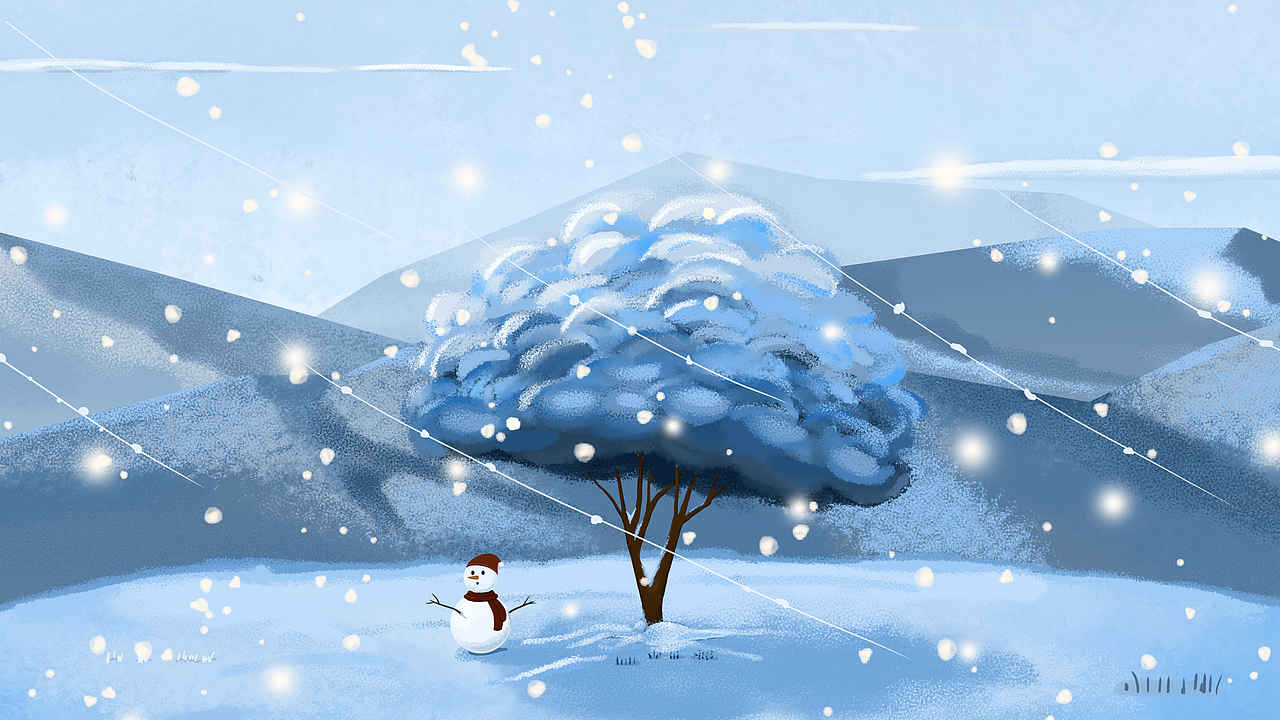 树下的雪人,在风雪中独自等待,第一张插画