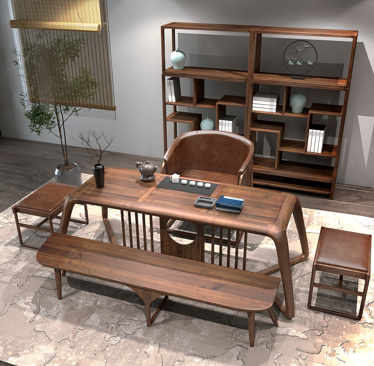 茶室室内效果图（图ZMjU0NDE1OTc2） - 展陈设计 - 站酷设计师陈校长Design原创素材 - 站酷ZCOOL