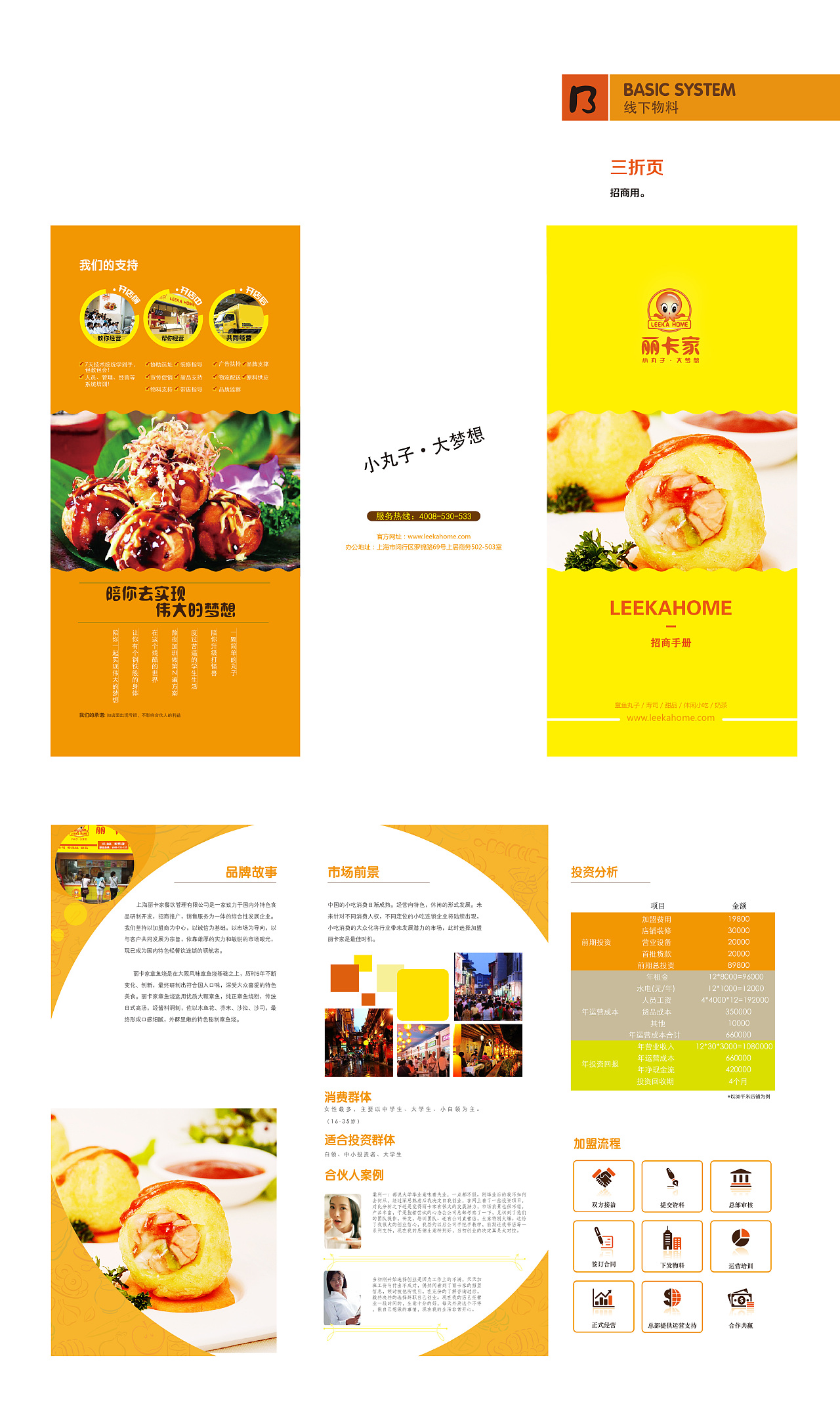 餐饮美食品牌宣传logo名片网站三折页推广页纸