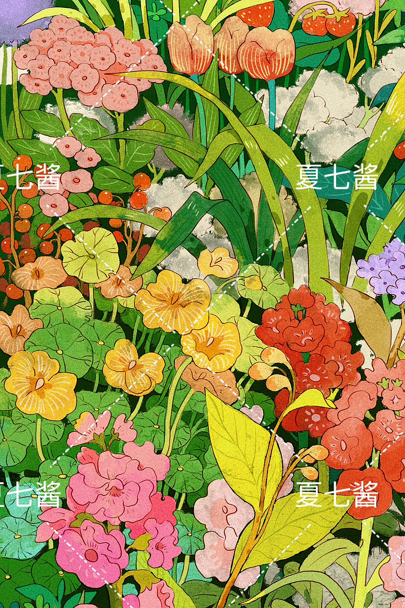 四季盛宴-春（图ZMzUxNTEzODU2） - 艺术插画 - 站酷设计师夏七酱77原创素材 - 站酷ZCOOL