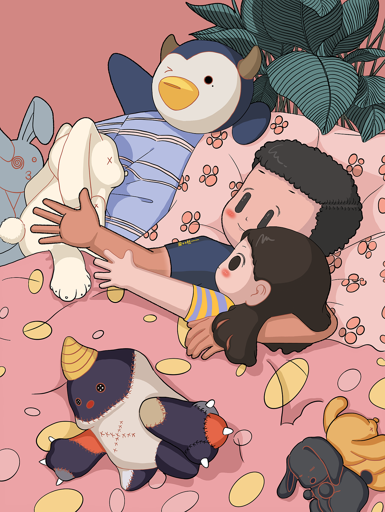 😜😜情侣日常插画