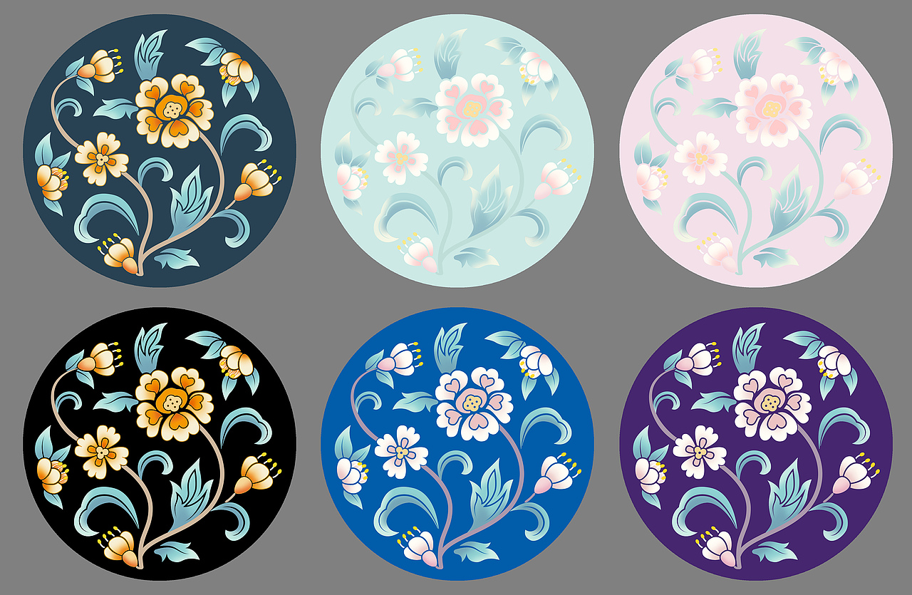 中国风旗袍礼服中式女装古典团花花卉渐变刺绣原创设计（图ZMjA3MzQ0ODA4） - 商业插画 - 站酷设计师衣心不二原创素材 - 站酷ZCOOL