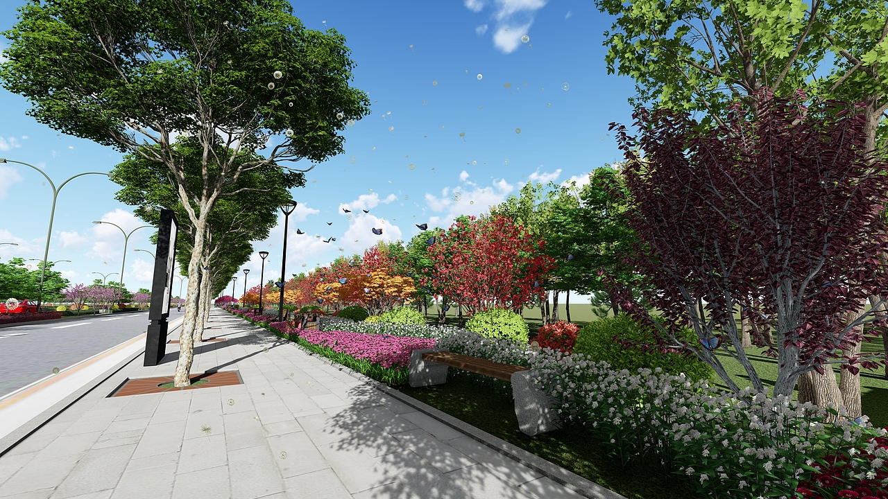 一些道路两侧绿化的效果图（图ZMTg0NjI2NDQ0） - 景观设计 - 站酷设计师蒋荣荣原创素材 - 站酷ZCOOL