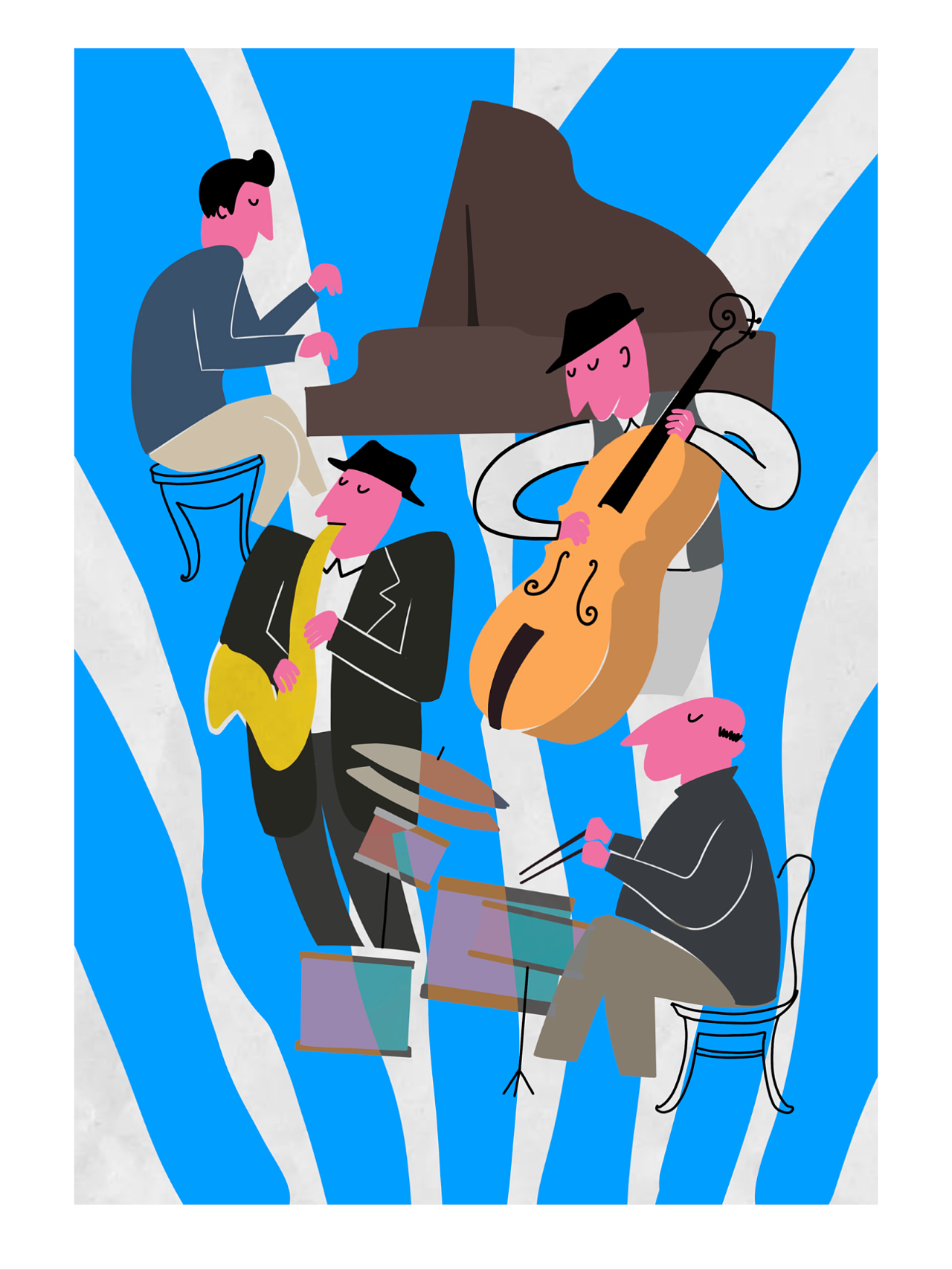 爵士之夜|插画|商业插画|袋小姐 - 原创作品 - 站酷 (zcool)