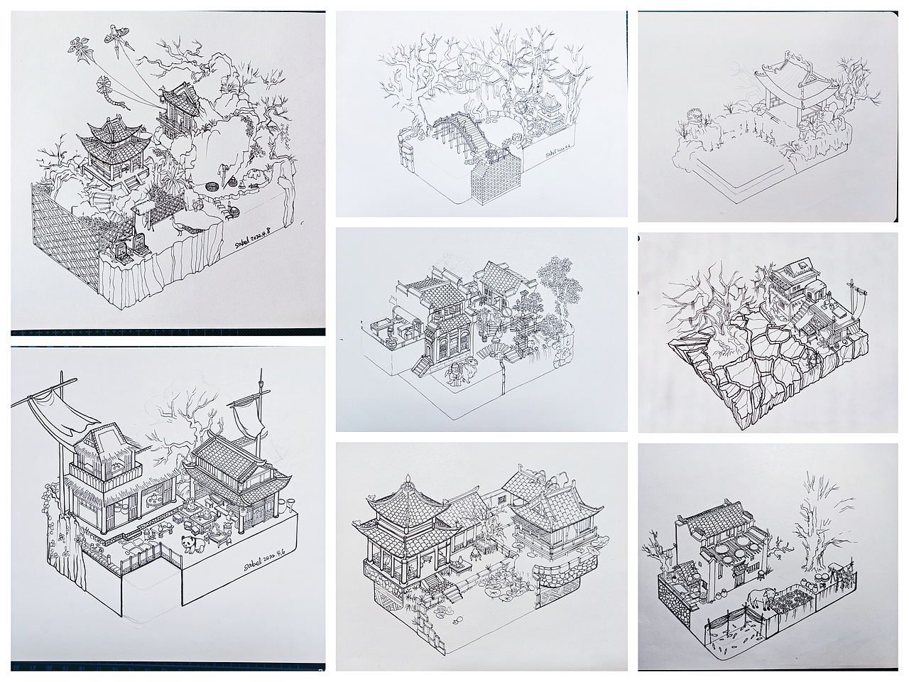 手绘“江南百景图小盒子”系列（图ZMjk2MzE4NDg0） - 创作习作 - 站酷设计师SaBeL13原创素材 - 站酷ZCOOL