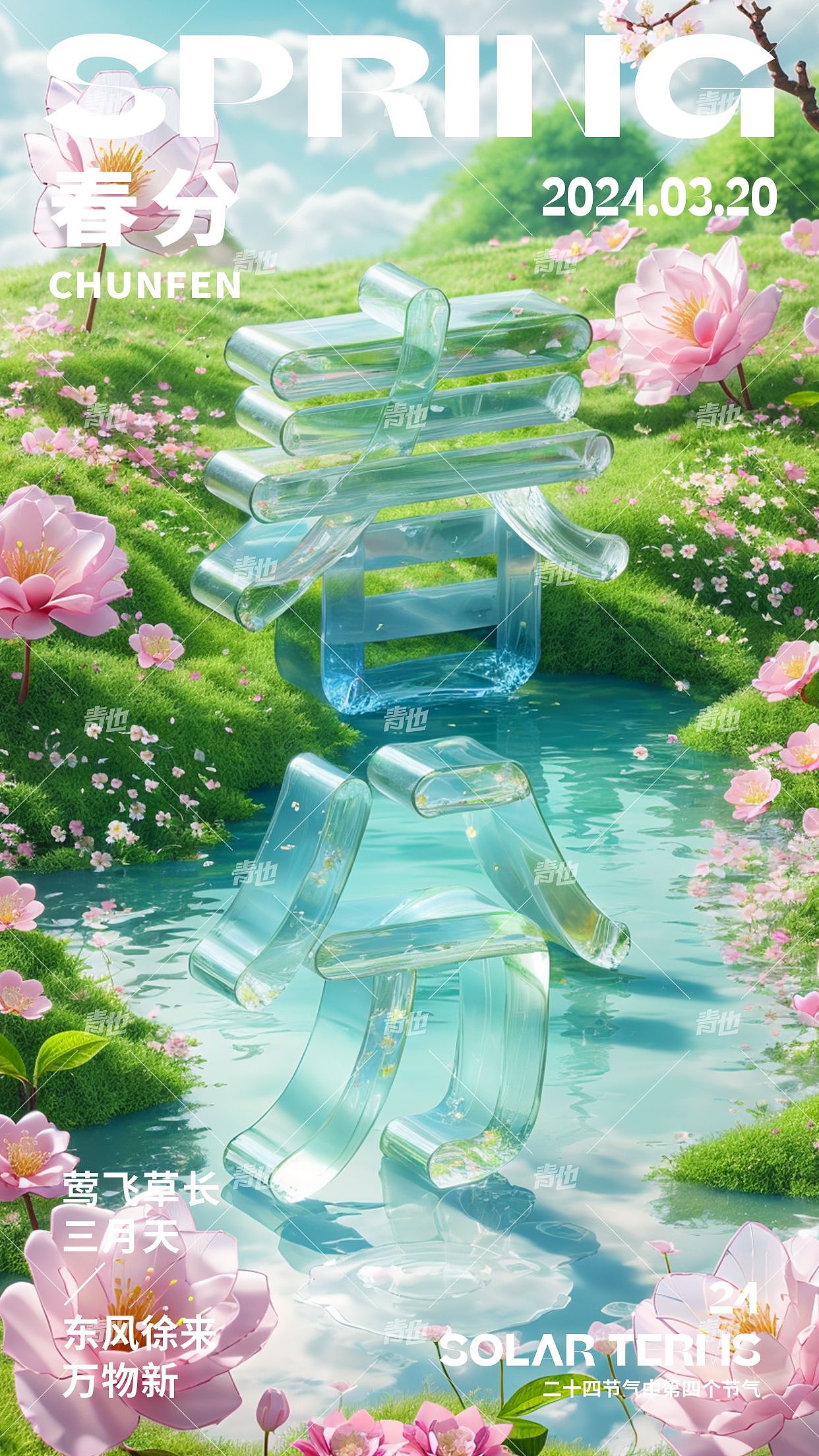 SD造字｜春分节气海报（图ZMzY0NDI3ODAw） - 海报 - 站酷设计师青也设计原创素材 - 站酷ZCOOL