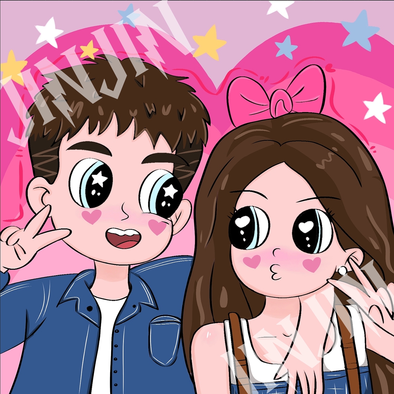 卡通情侣人物插画