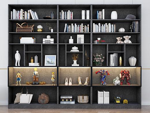 一款组合书柜详情页-从建模到渲染到详情页