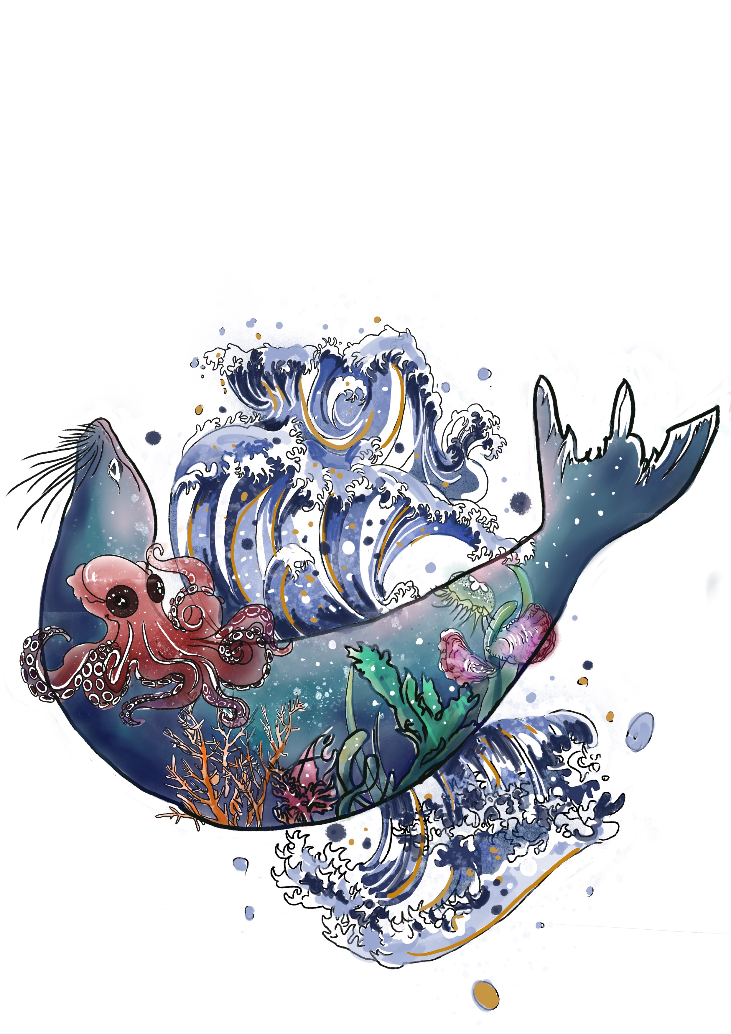 手绘工笔画海洋世界插画设计设计图__海洋生物_生物世界_设计图库_昵图网nipic.com